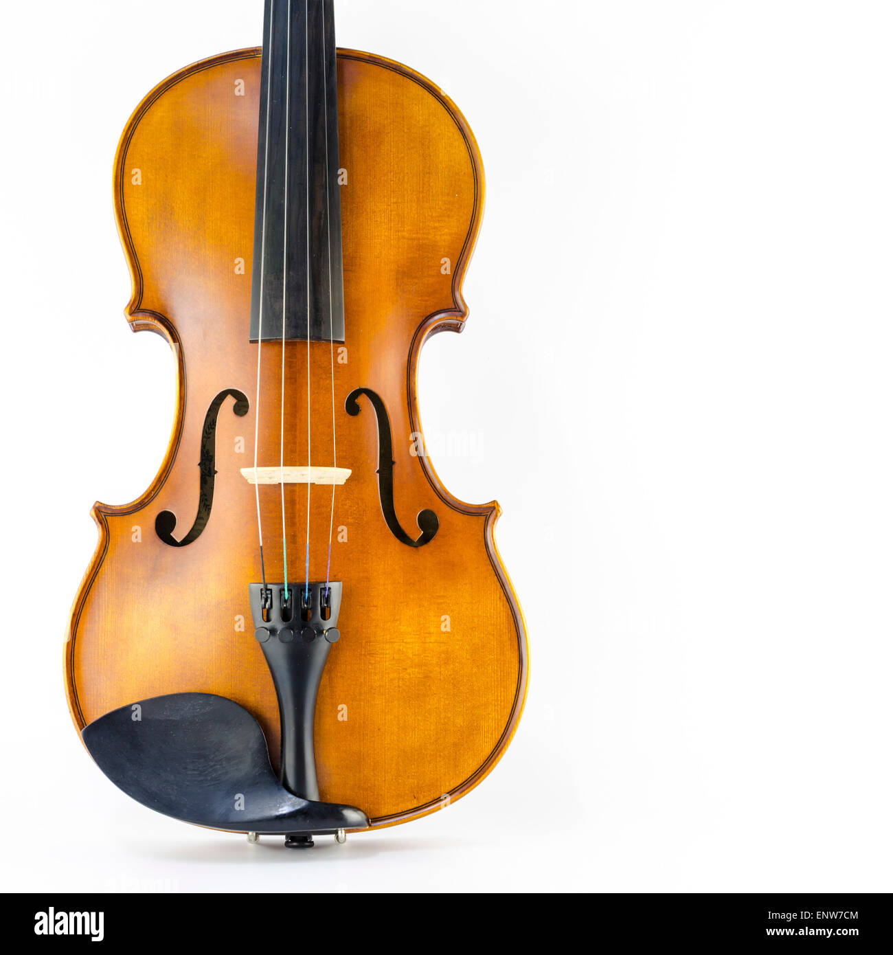 Musik String Instrument Violine isoliert auf weißem Hintergrund Stockfoto