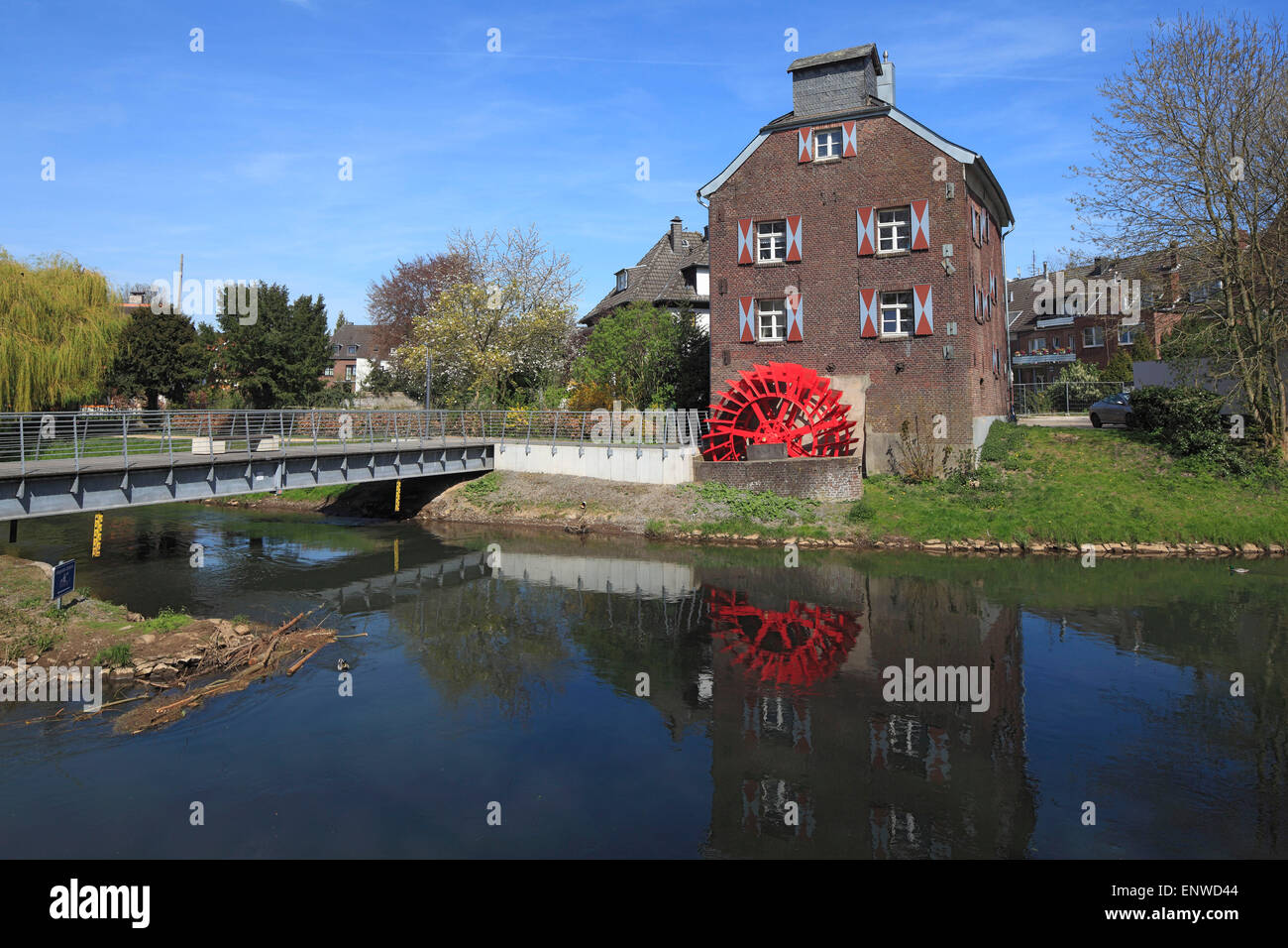 Susmuehle eine der Niers in Goch, Niederrhein, Nordrhein-Westfalen Stockfoto