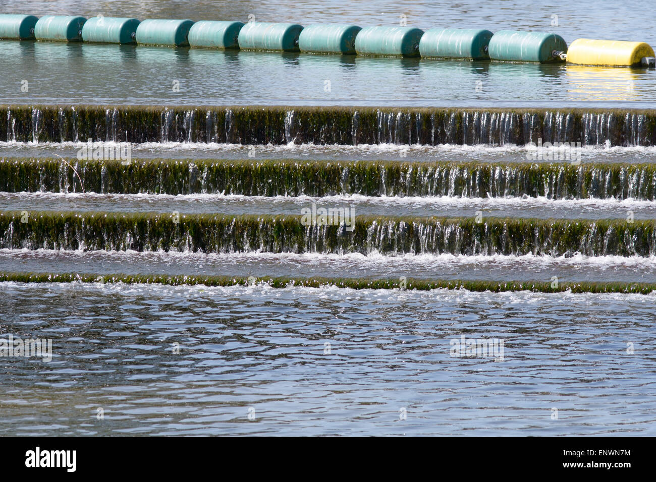 Vier Schritte Wehr Tropfen am Fluss Stockfoto