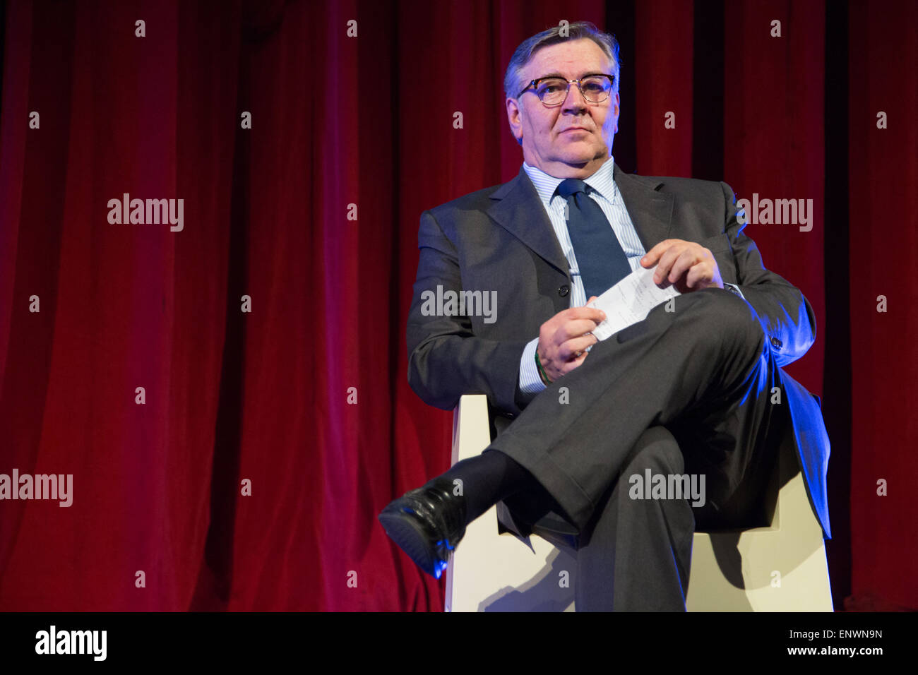 Rom, Italien. 11. Mai 2015. Raffaele Volpi "Noi con Salvini" Partei, während der Pressekonferenz von Matteo Salvini, stattfindenden Teatro Brancaccio in Rom. © Davide Fracassi/Pacific Press/Alamy Live-Nachrichten Stockfoto