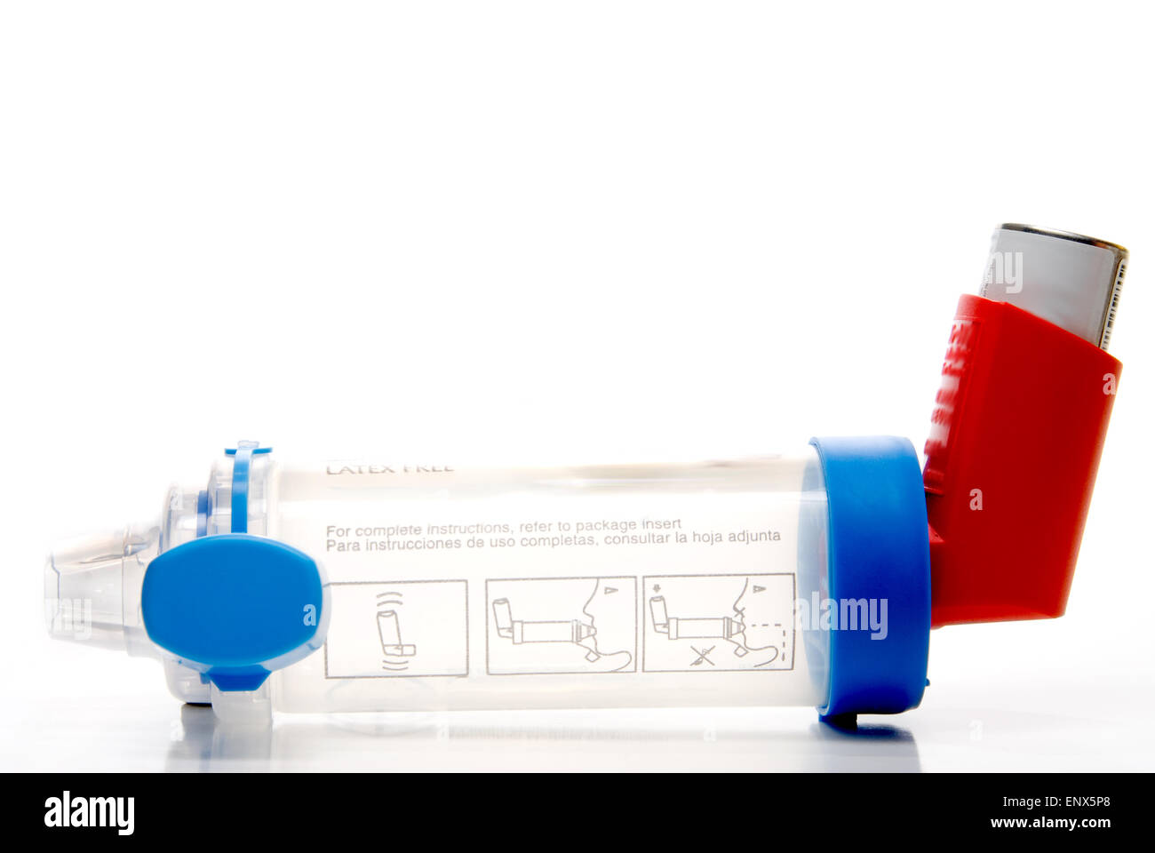 Asthma-Inhalator Verlängerungsrohr Stockfoto