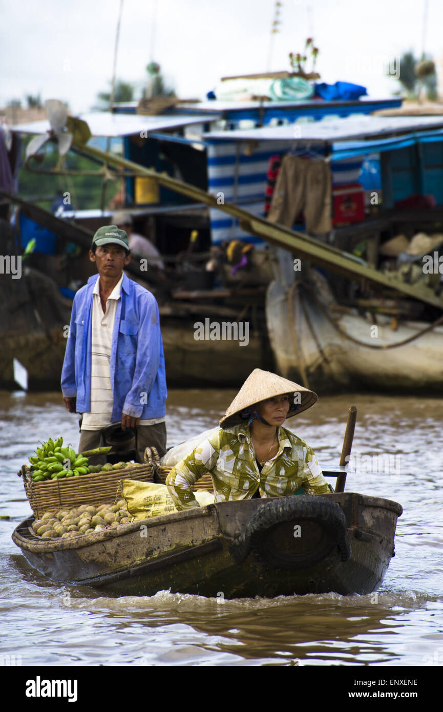 Schwimmen-Markt - Mekong, Vietnam Stockfoto