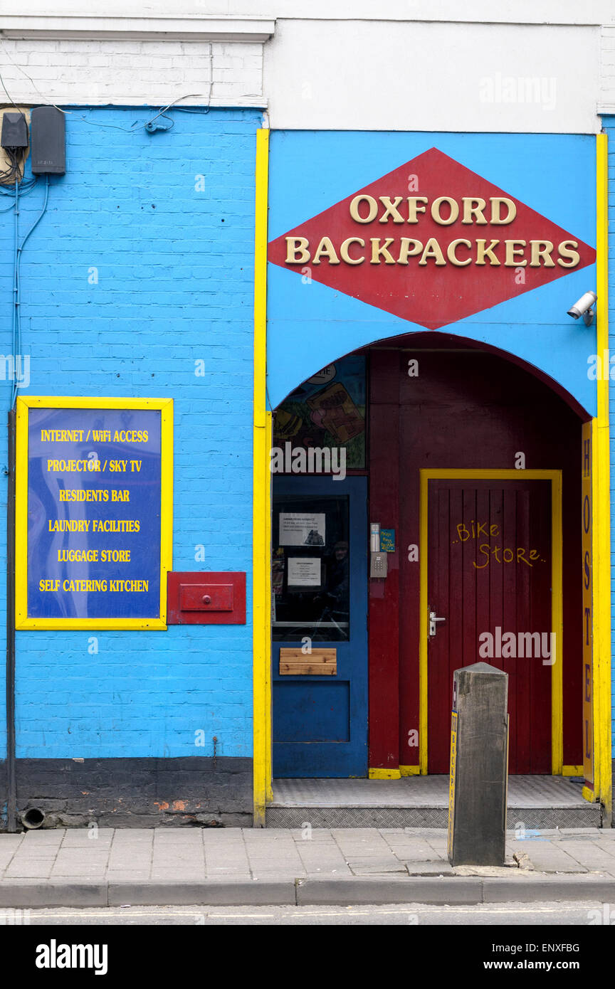 Eingang des Oxford Backpackers Hostel Stockfoto
