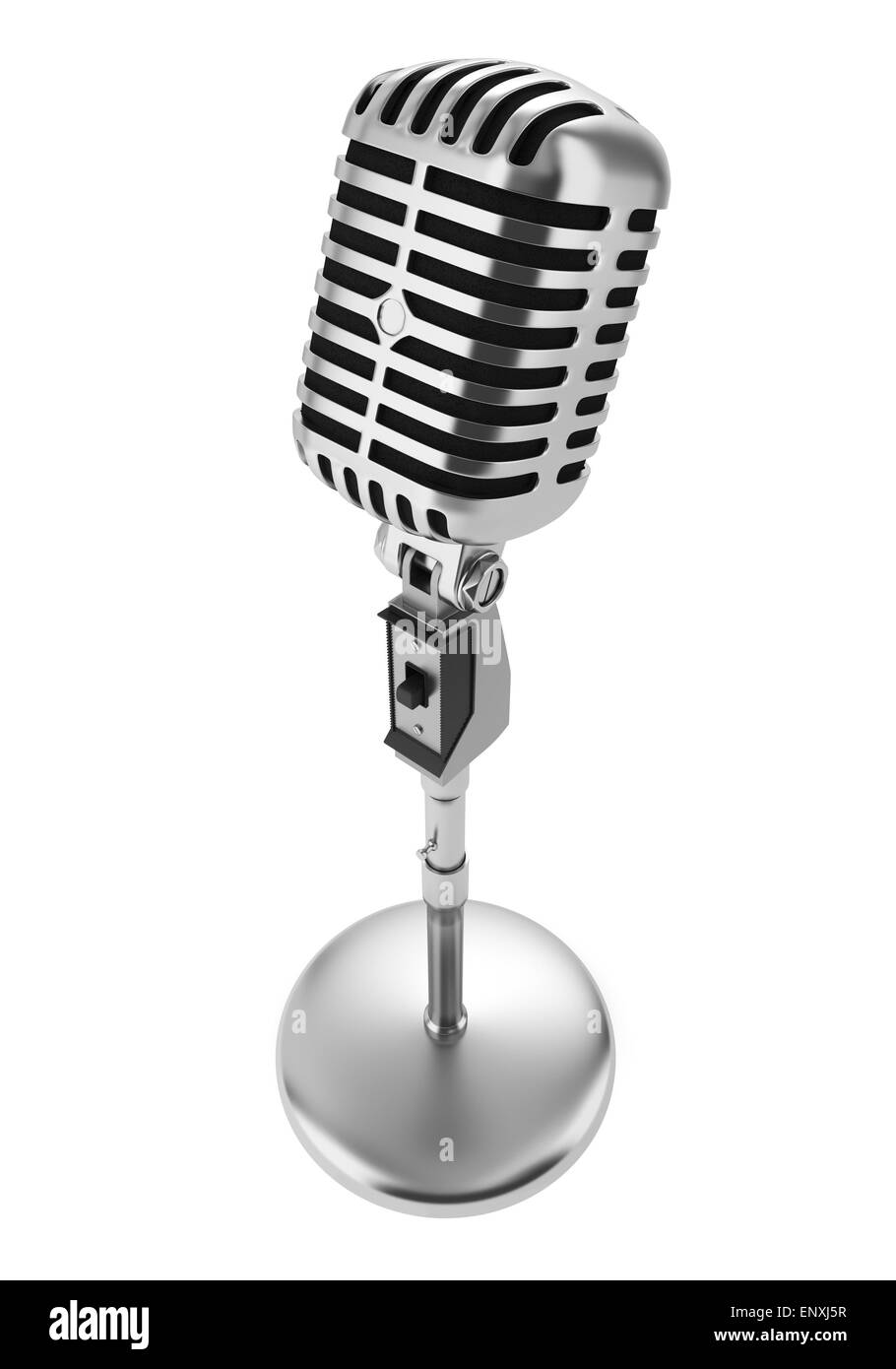 Vintage Mikrofon isoliert auf weißem Hintergrund Stockfoto