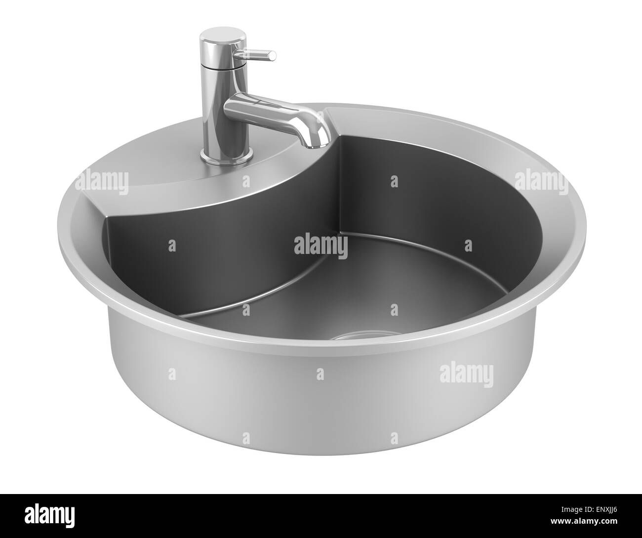 Moderne Metall sinken isolierten auf weißen Hintergrund Stockfoto