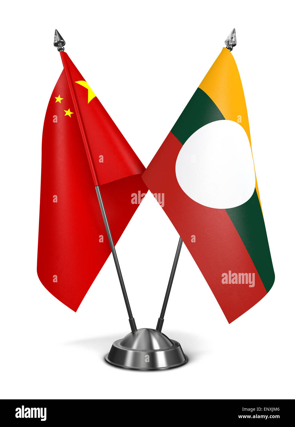 China und Shan-Staat - Miniatur-Flags. Stockfoto