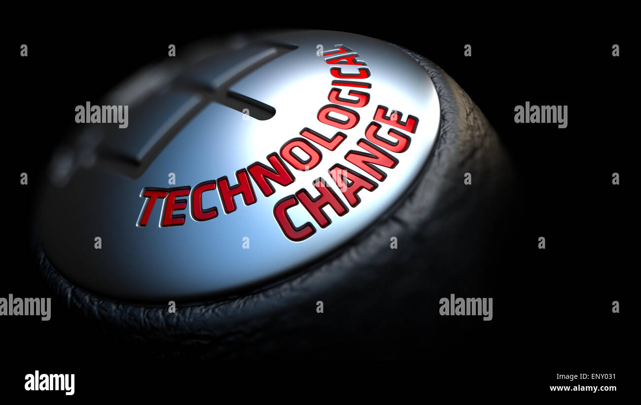 Technologischen Wandels auf die schwarzen Schalthebel. Stockfoto