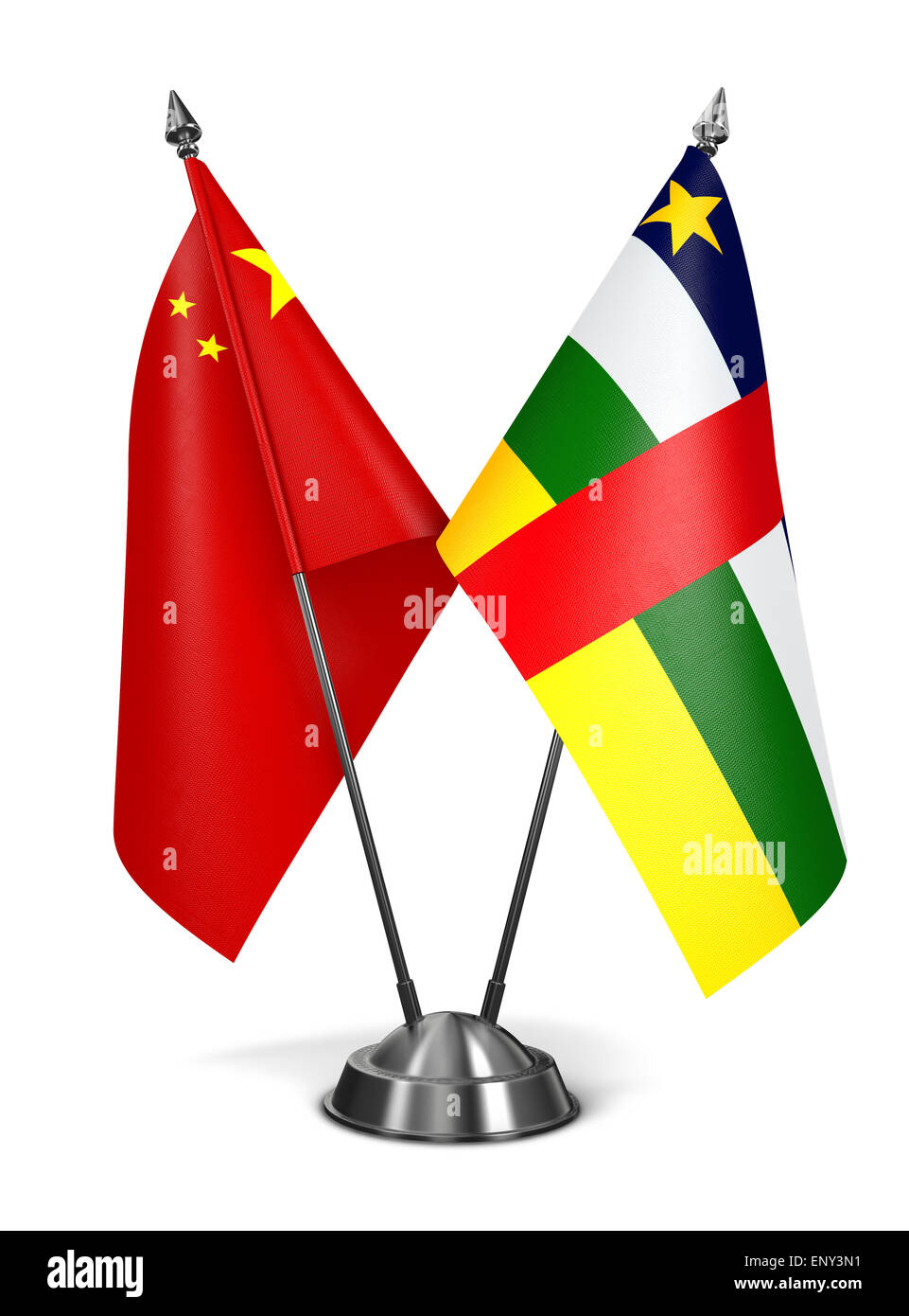 China und der Zentralafrikanischen Republik - Miniatur-Flags. Stockfoto