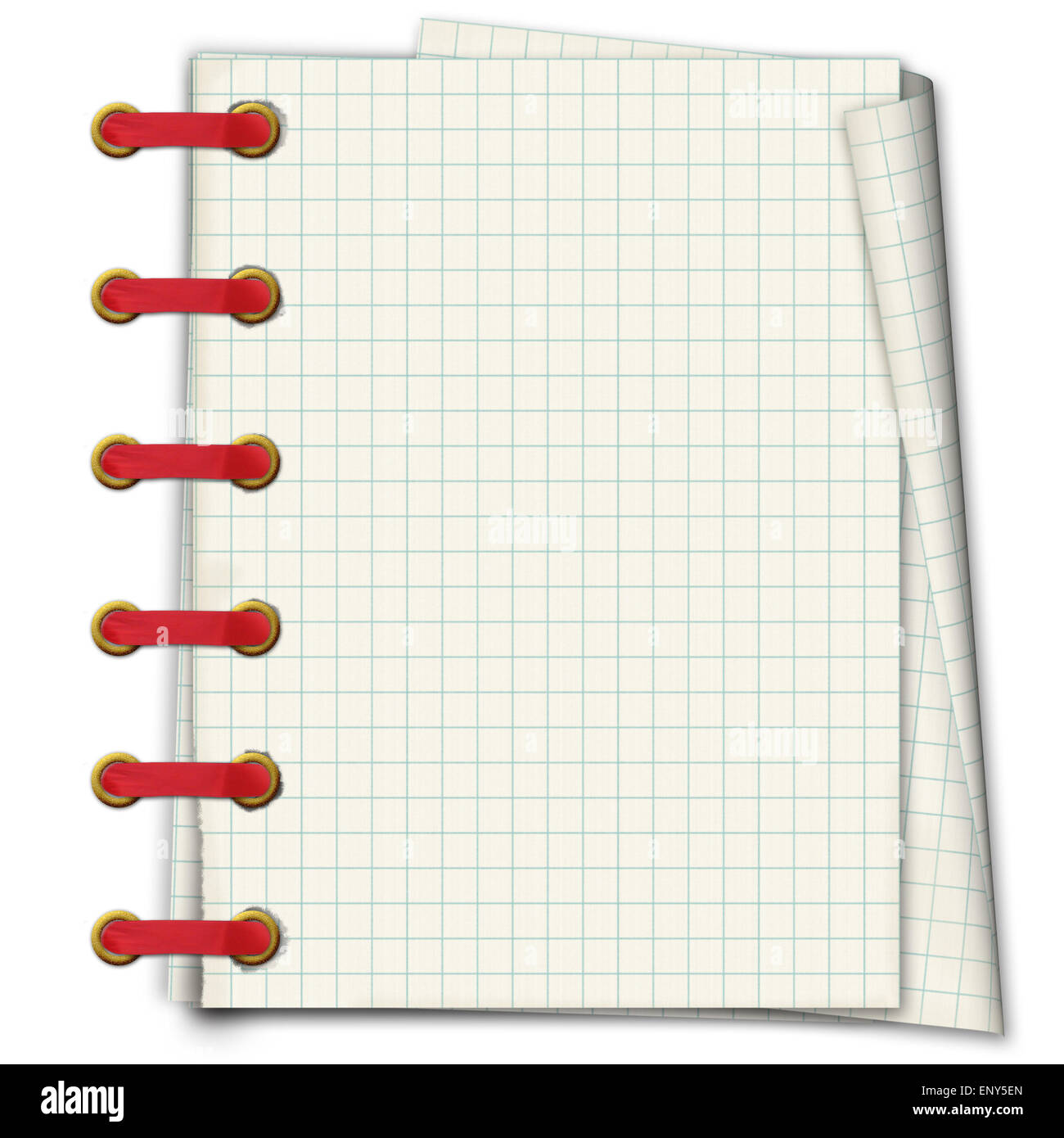 Grunge-Notebook. Das Heft in einem Abschnitt mit goldenen Clip und rotes  Band Stockfotografie - Alamy