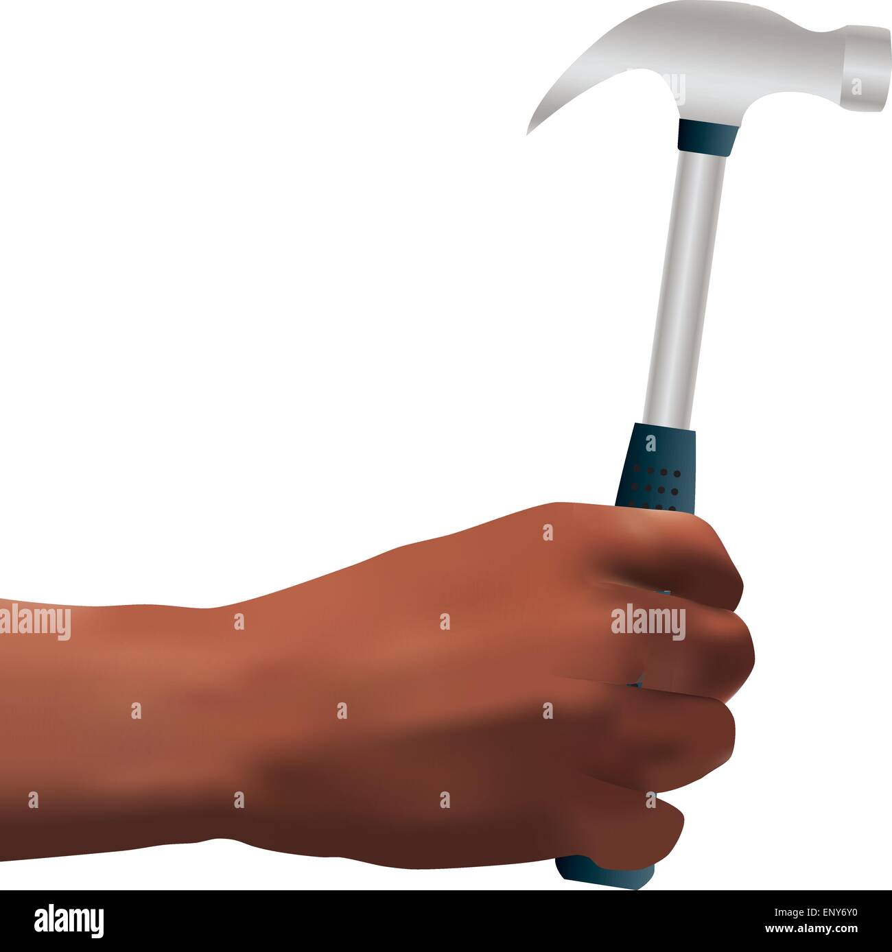 Ein Mans Hand hält ein Zimmermannshammer Stock Vektor