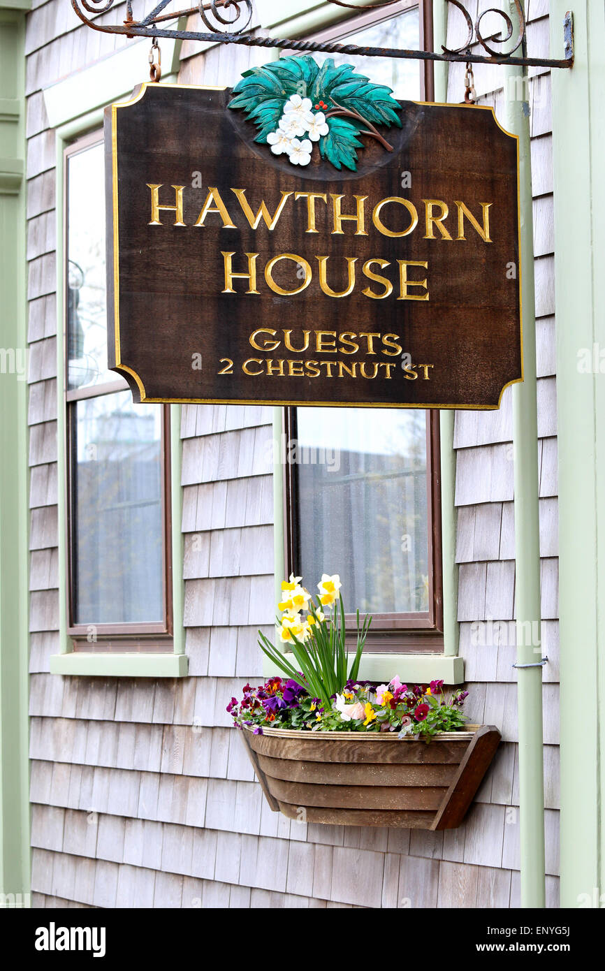 Nantucket Massachusetts auf Nantucket Island. Hawthorne House Bed And Breakfast Hotelunterkunft in der Innenstadt von Nantucket. Stockfoto