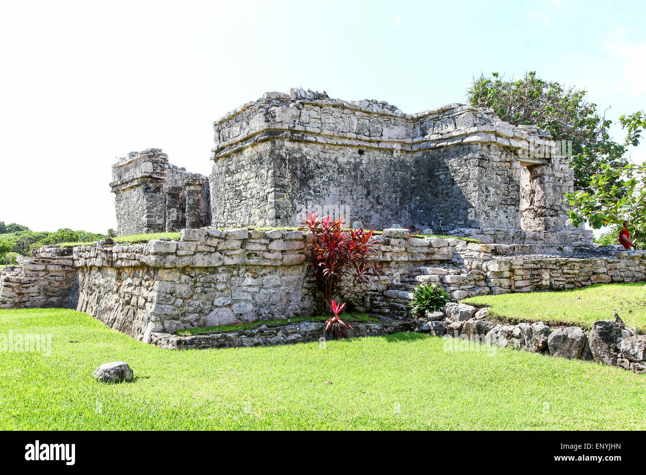 Ruinen von Tulum die Website einer Maya-Hochkultur, die ummauerte Stadt auf der Halbinsel Yucatán, Quintana Roo, Mexiko Stockfoto