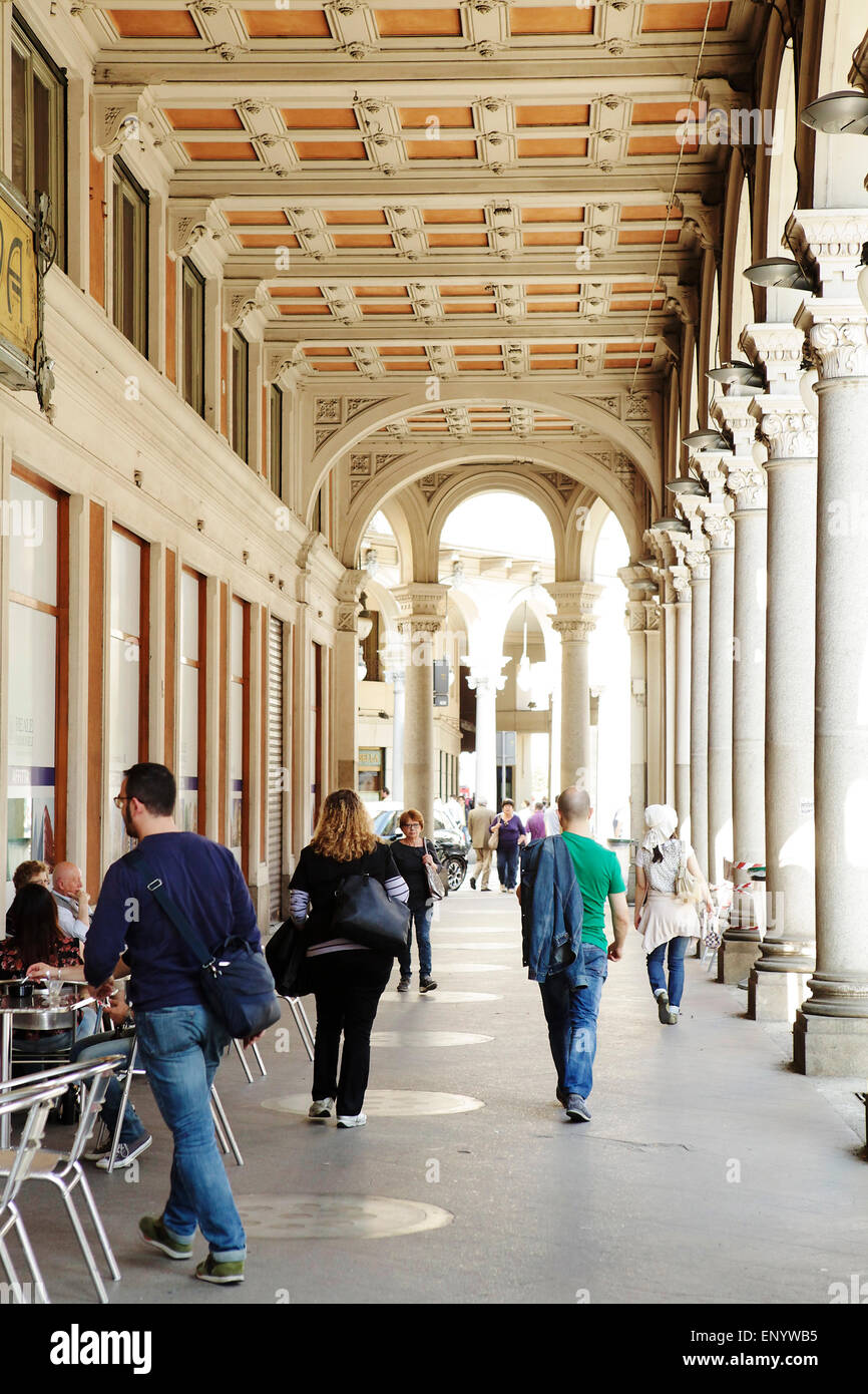 Überdachten Gehweg, Turin, Italien. Stockfoto