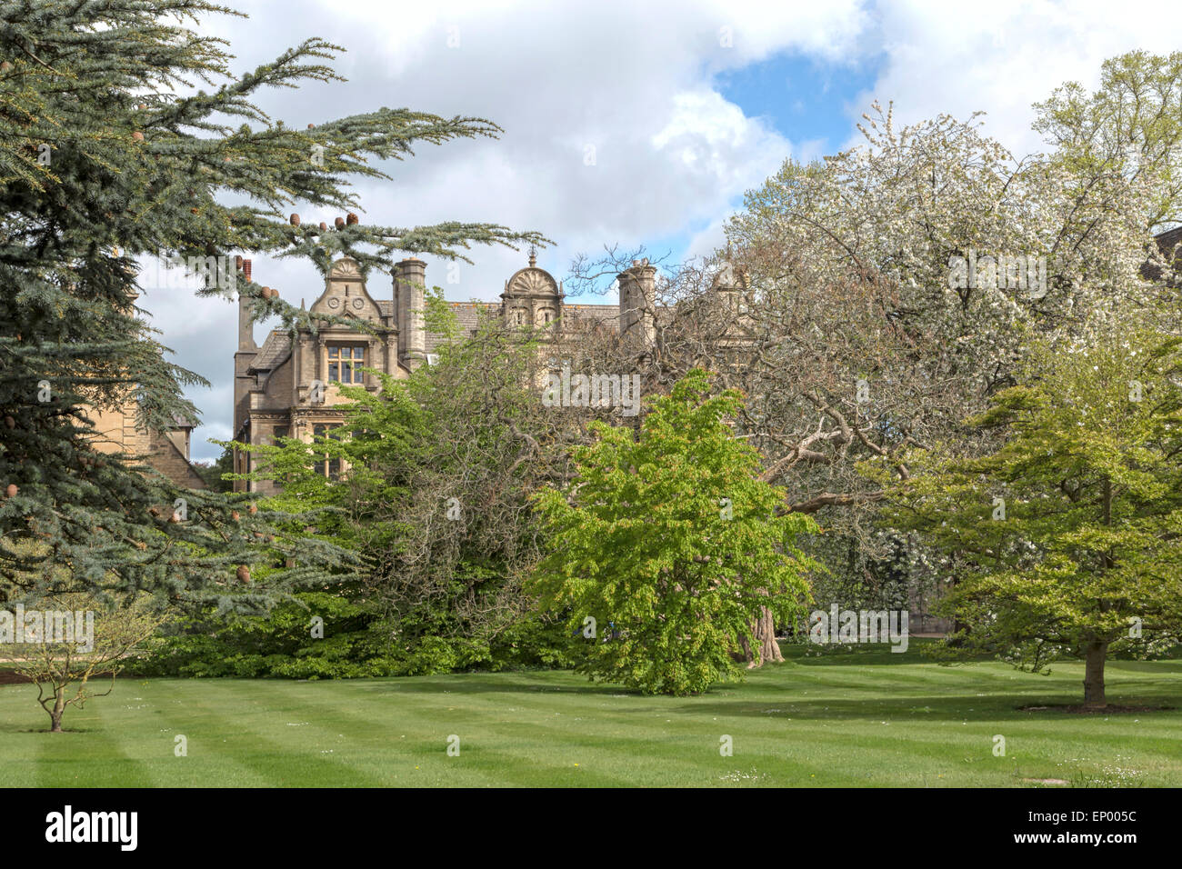 Blick vom Broad Street am Trinity College Garden in der Universität Stadt Oxford, Oxfordshire, England, Vereinigtes Königreich. Stockfoto