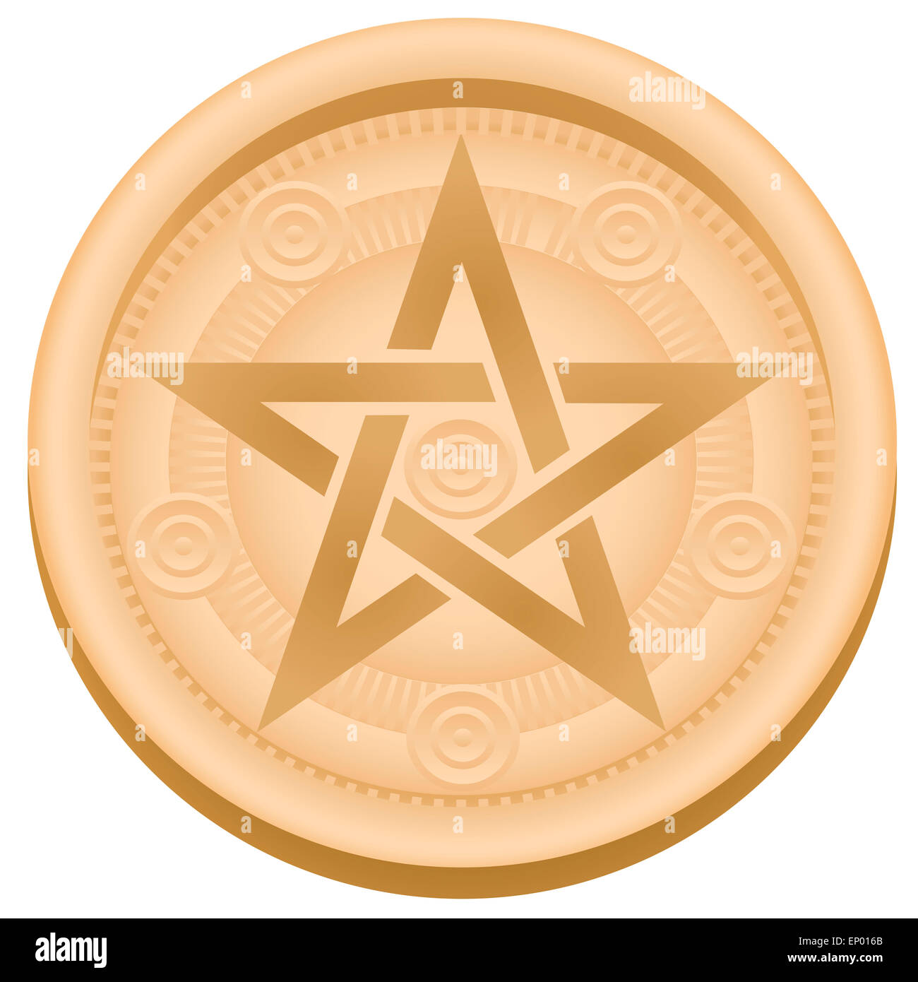 Pentagramm - eine esoterische Pentagramm-Symbol. Abbildung auf weißem Hintergrund. Stockfoto
