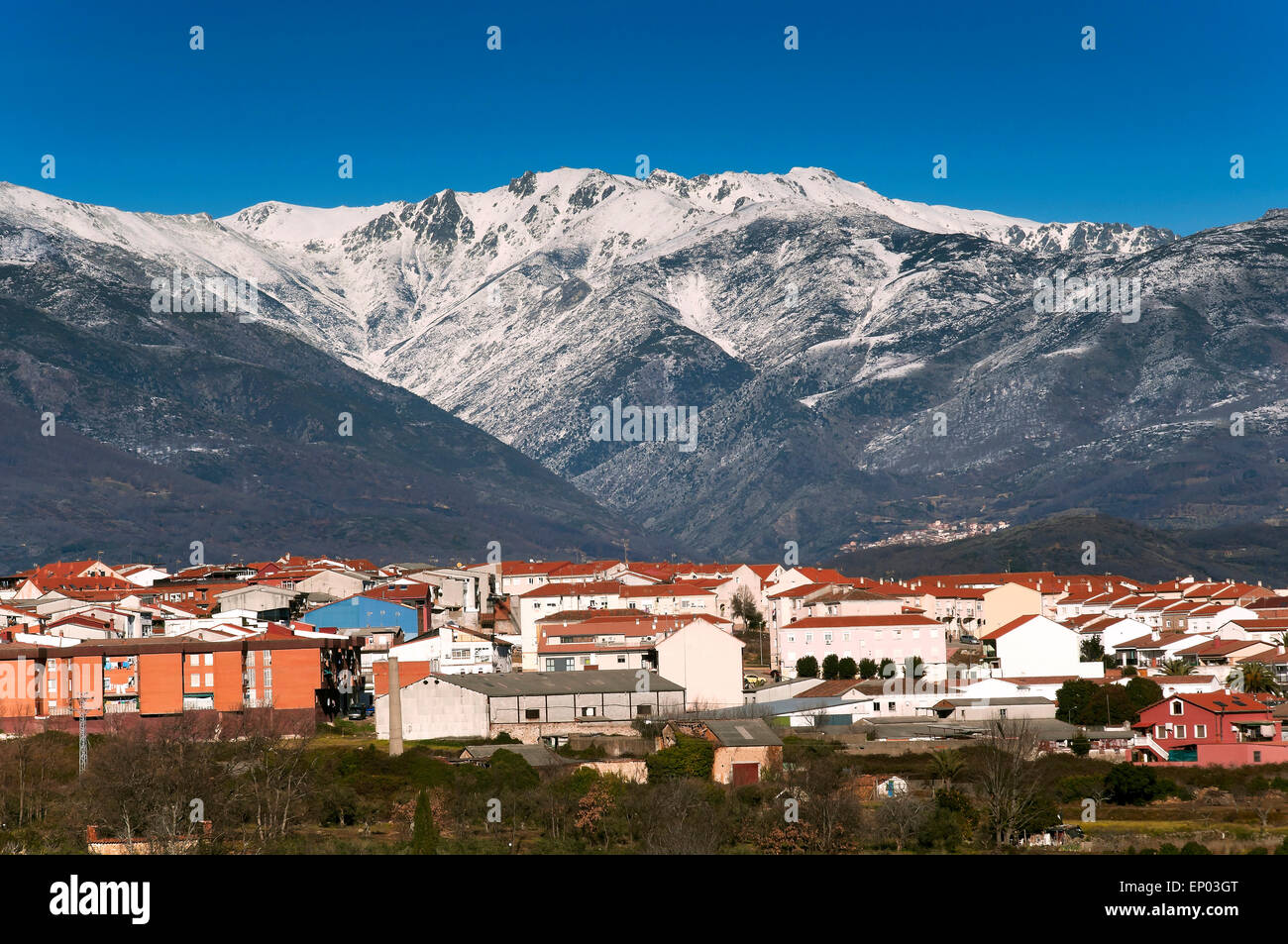 Sierra de Gredos, Schnee, Jaraiz De La Vera, Cáceres, Extremadura, Spanien, Europa Stockfoto