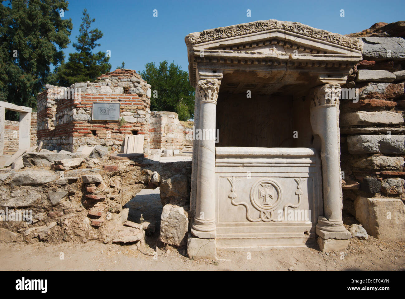 Griechischen Grab, Kirche des Hl. Johannes, Selcuk, Türkei Stockfoto