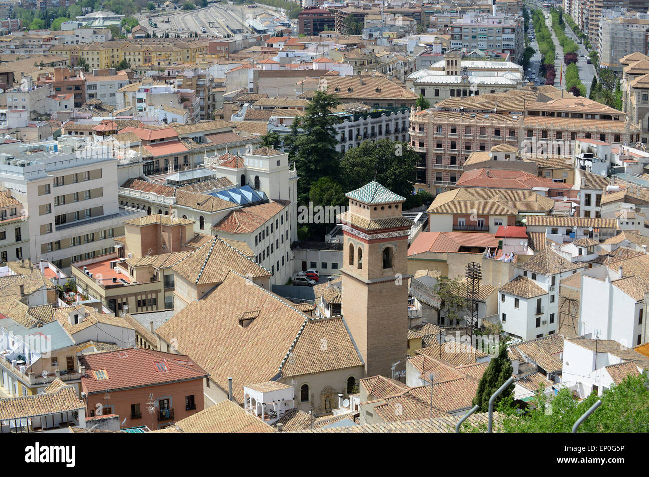 Wohngebiet Haus Häuser Wohnungen Dächer Granada Spanien Stockfoto
