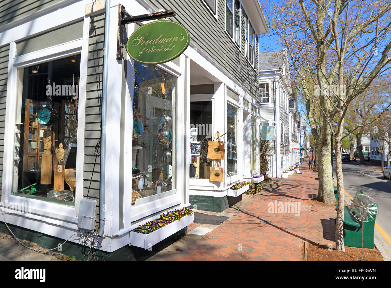 Nantucket Massachusetts auf Nantucket Island. Geschenk-Shop auf Straße der Innenstadt. Stockfoto