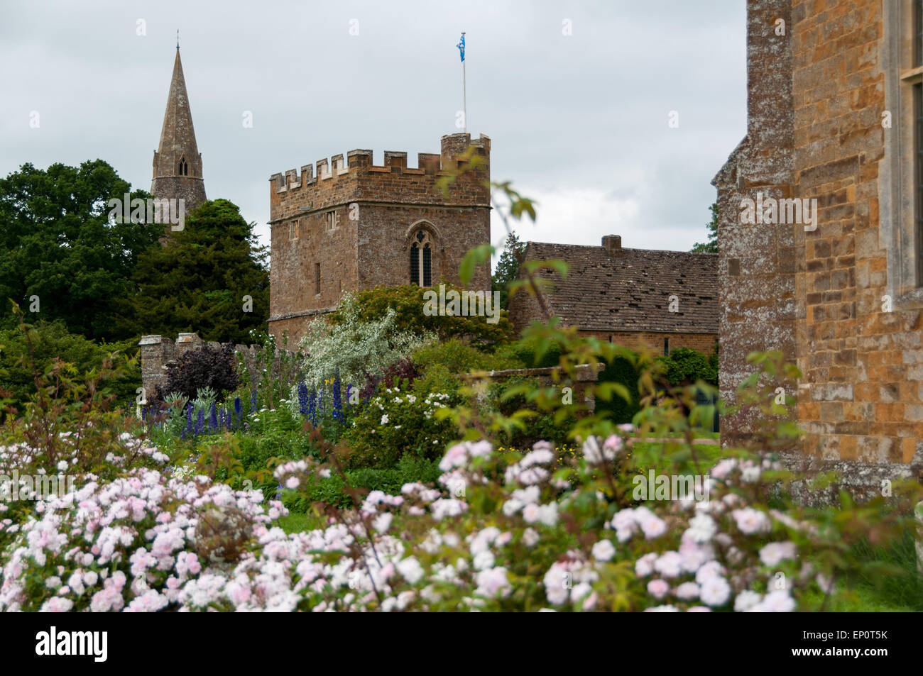 Broughton Schloss, eine mittelalterliche Herrenhaus und Heimat der Familie Fiennes in Oxfordshire Stockfoto
