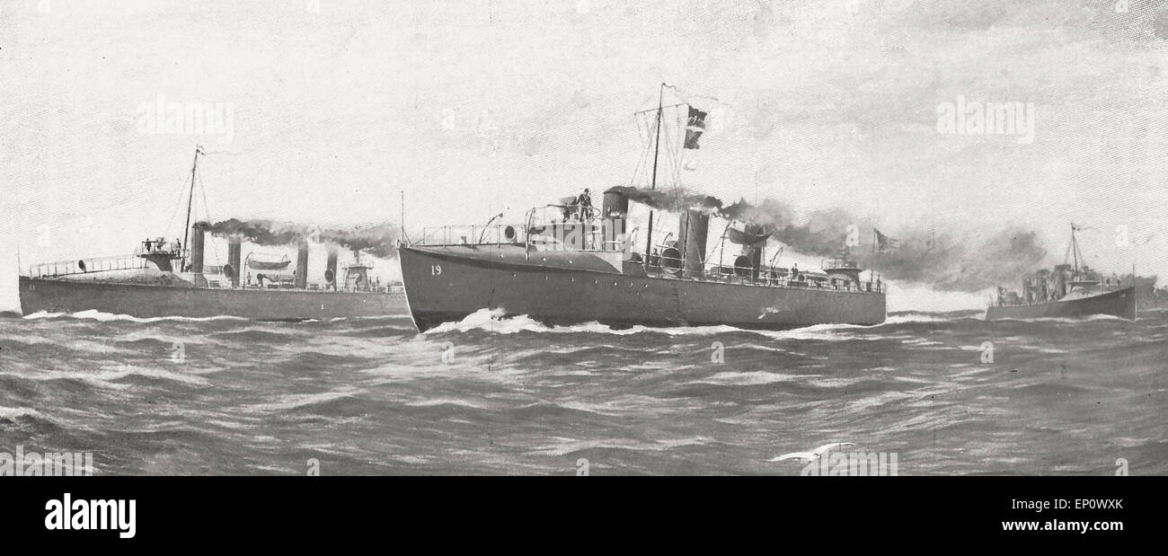 Die dreißig-Knoten Torpedoboot Zerstörer USS Stringham, USS Goldsborough und USS Bailey zu Beginn des Spanisch-Amerikanischen Krieges Stockfoto