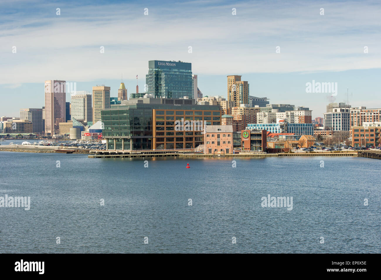 Blick vom Hafen Harbor East in Baltimore, Maryland Stockfoto