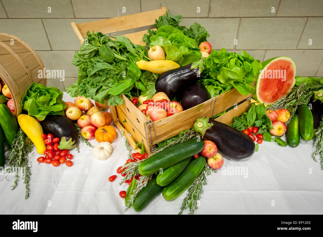 Anzeige von Gemüse und Obst in Brentwood, Maryland, USA Stockfoto