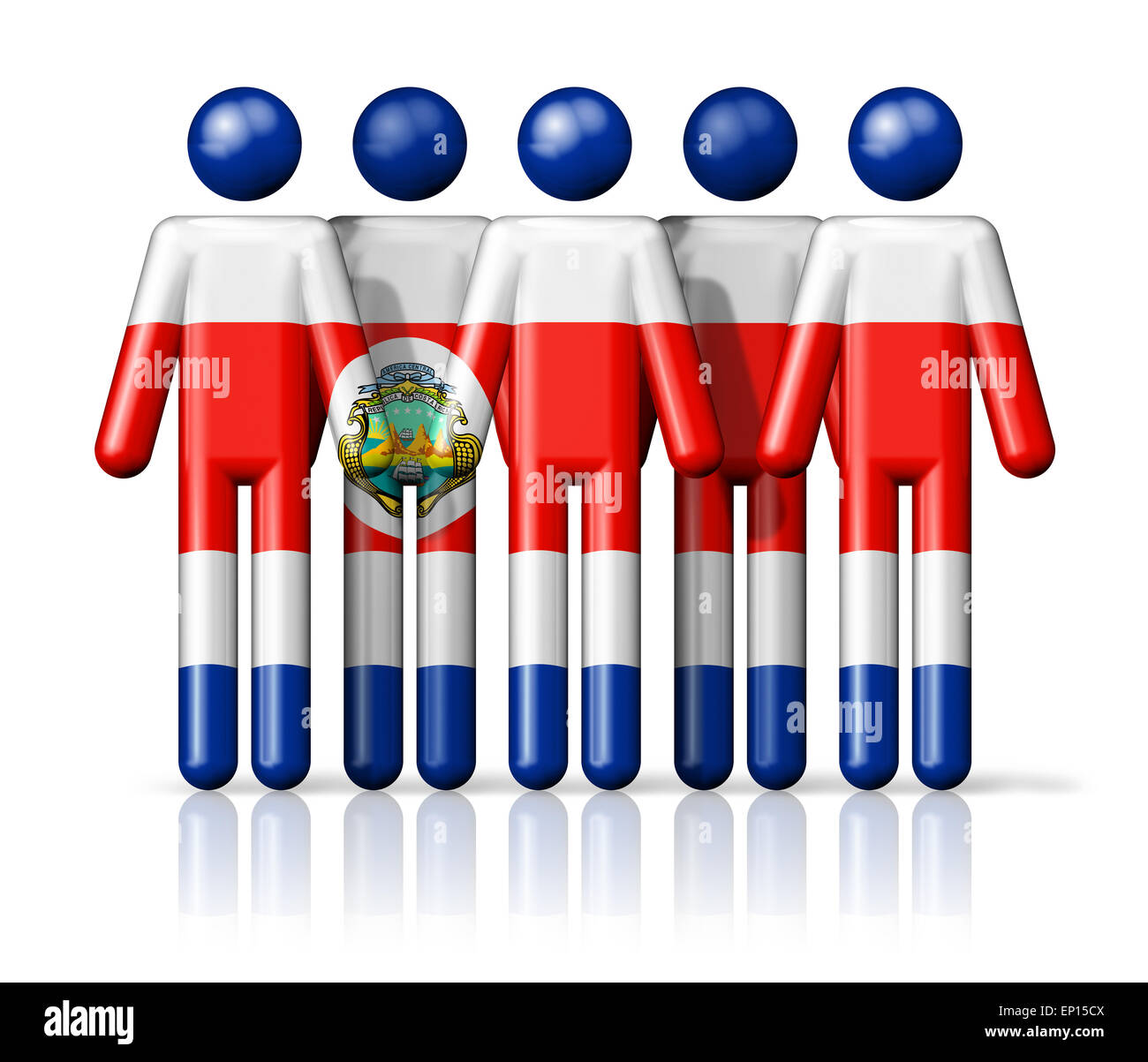 Flagge von Costa Rica auf Strichmännchen - nationalen und sozialen Gemeinschaft Symbol 3D-Symbol Stockfoto