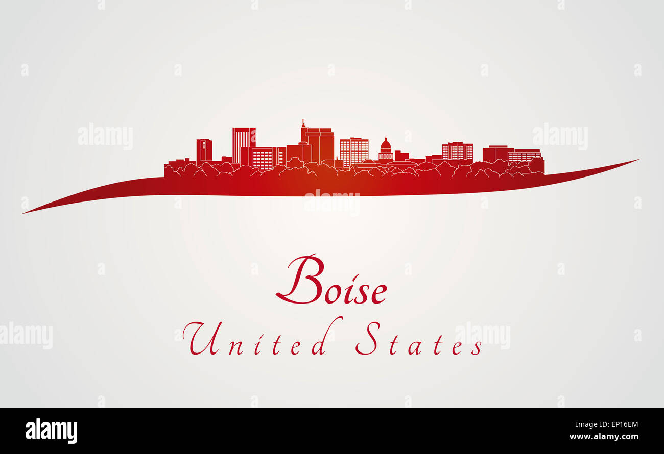 Boise Skyline in rot Stockfoto