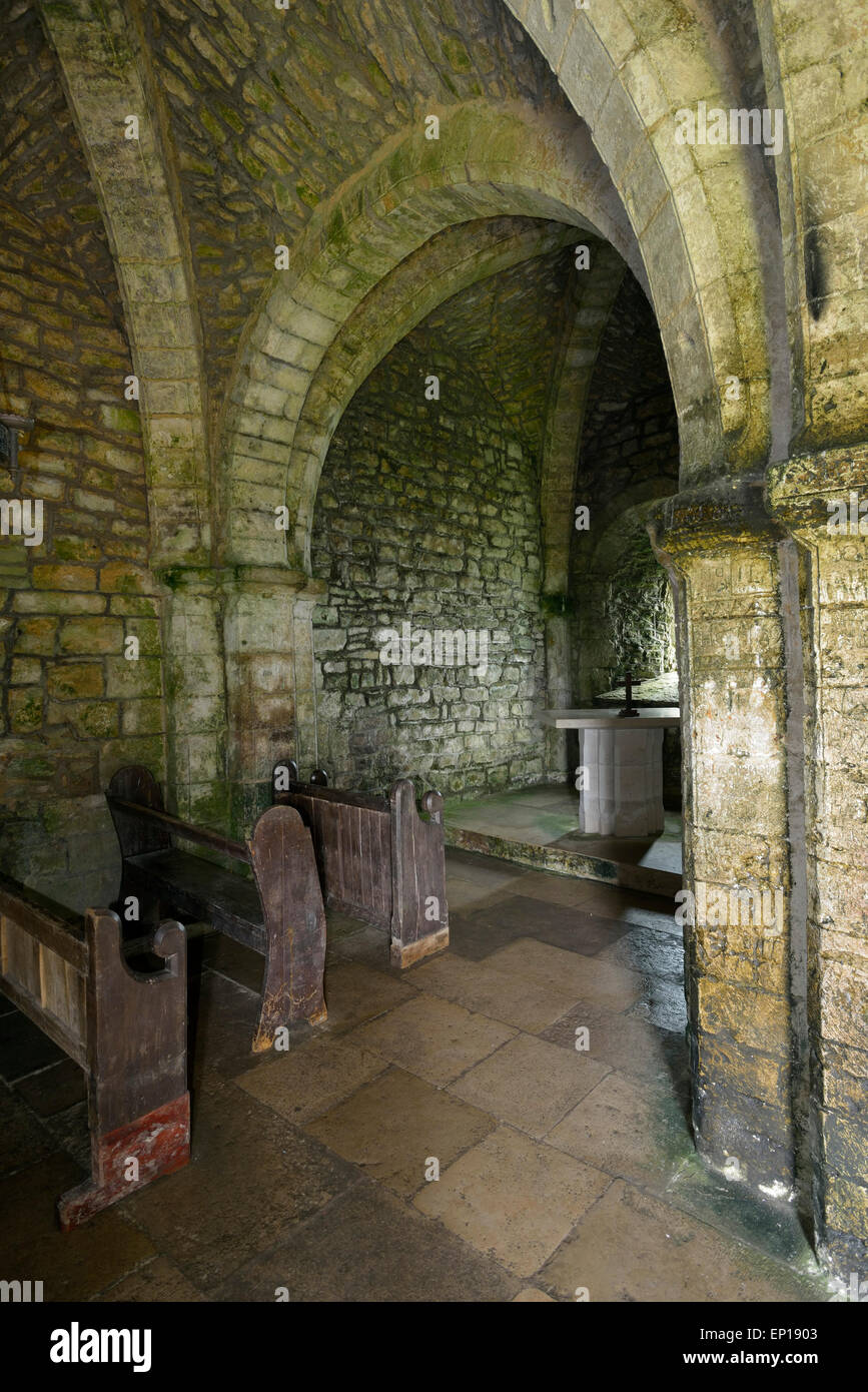 Innere des 800 Jahre alten St. Aldhelm Kapelle Wert Matravers, Dorset Stockfoto