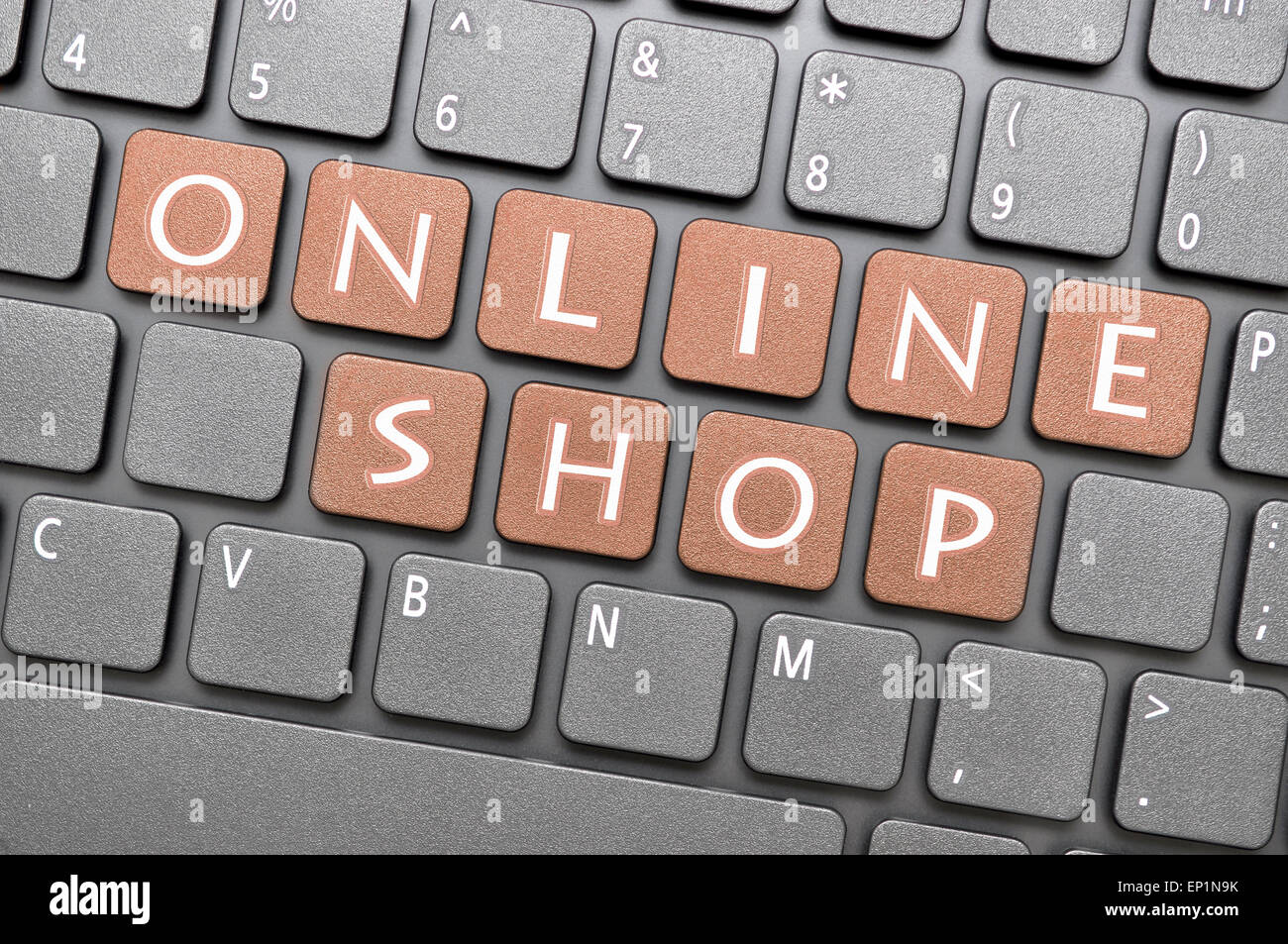 Braun Online-Shop-Taste auf der Tastatur Stockfoto