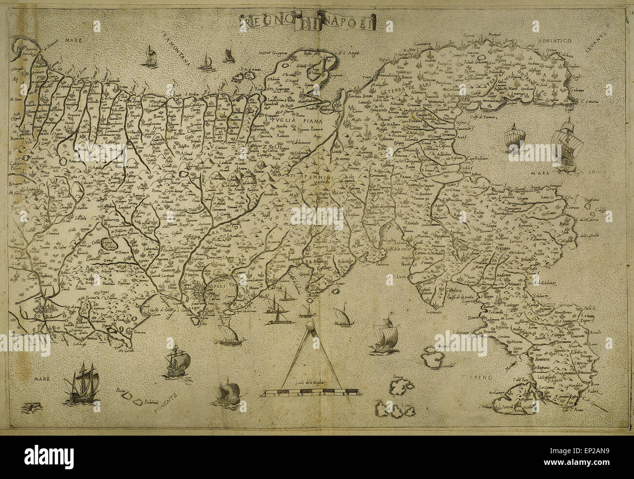 Landkarte Königreich von Neapel. Southerm der italienischen Halbinsel