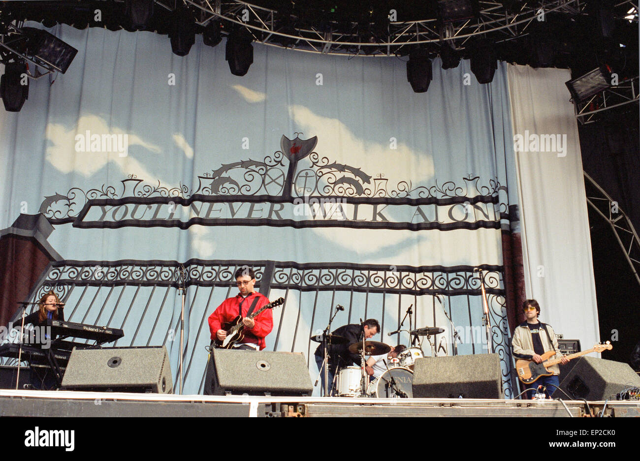 Das Hillsborough Justice Konzert statt an der Anfield Road, Liverpool. The Lightning Seeds. 10. Mai 1997. Stockfoto