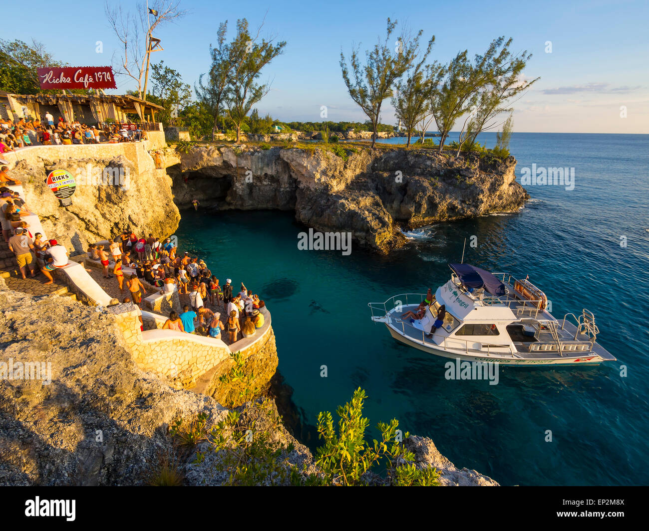 Jamaika, Negril, Ricks Cafe an der Küste Stockfoto