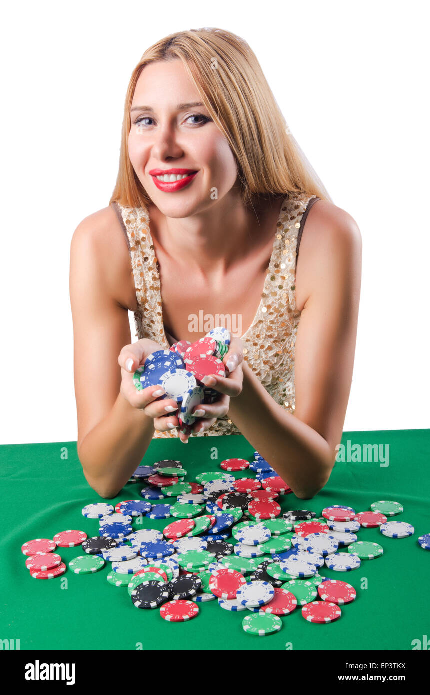 Frau im Kasino-Spielkarten Stockfoto