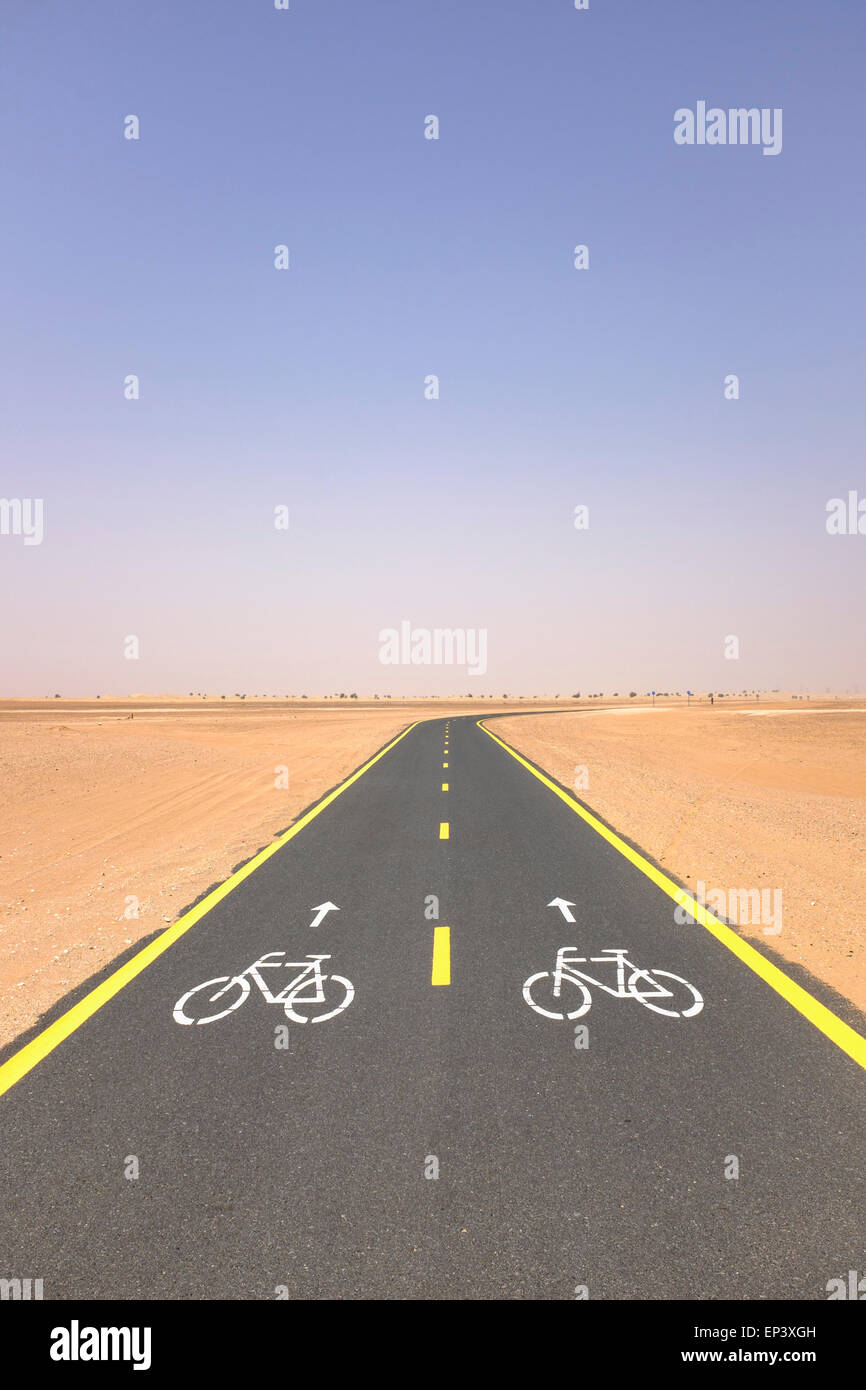 Neue Wüste Radweg am Al Qudra in Dubai Vereinigte Arabische Emirate Stockfoto