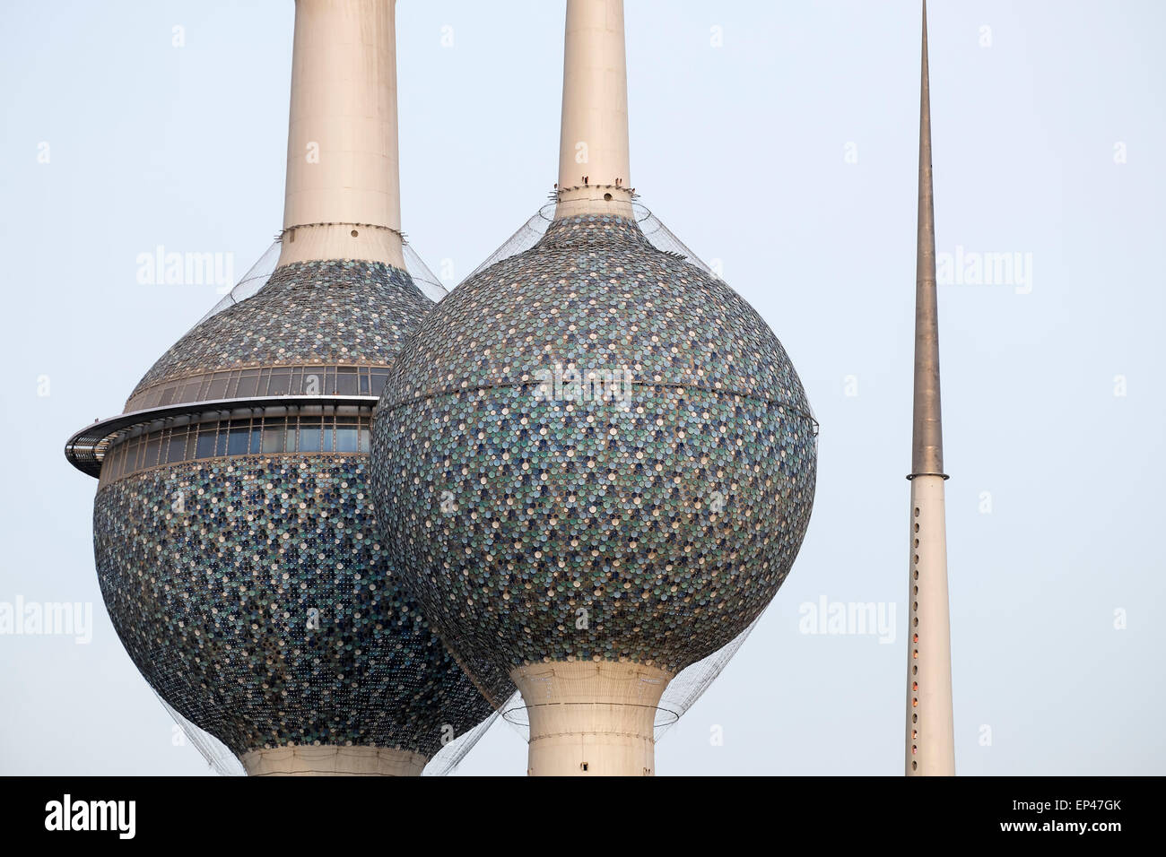 Detail der Kuwait Towers in Kuwait-Stadt, Kuwait. Stockfoto