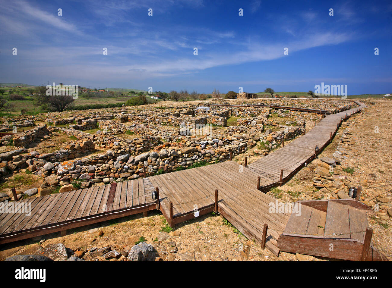 In der archäologischen Stätte von Städtchen (Poliochne), Lemnos (Limnos) Insel, Nord Ägäis, Griechenland. Stockfoto