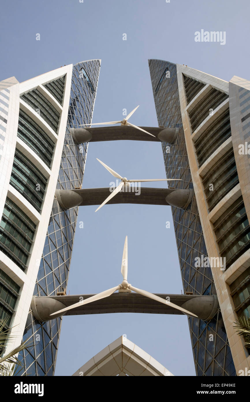Detail der WEA auf World Trade Center im Königreich von Bahrain Manama Stockfoto