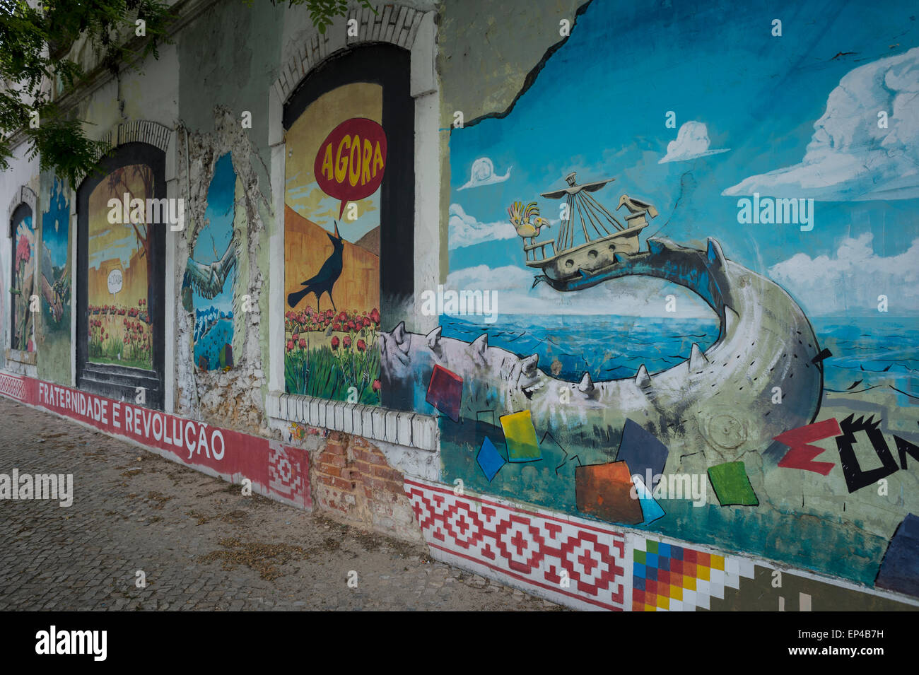 Graffiti an der Wand in Lissabon Portugal Stockfoto