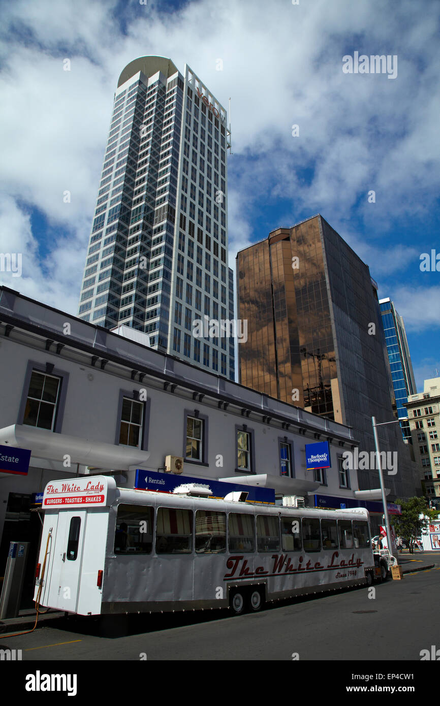 The White Lady Torte Wagen, Auckland CBD, Nordinsel, Neuseeland Stockfoto