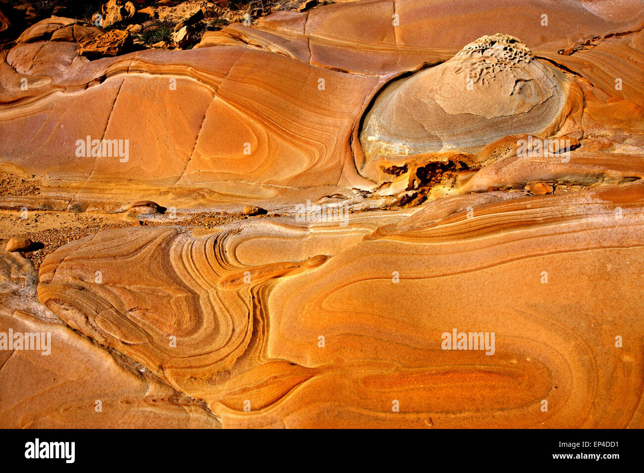 Erstaunliche vulkanischen Felsen am Faraklo (oder "Falakro") Strand, Lemnos (Limnos) Insel Nord Ägäis, Griechenland. Stockfoto