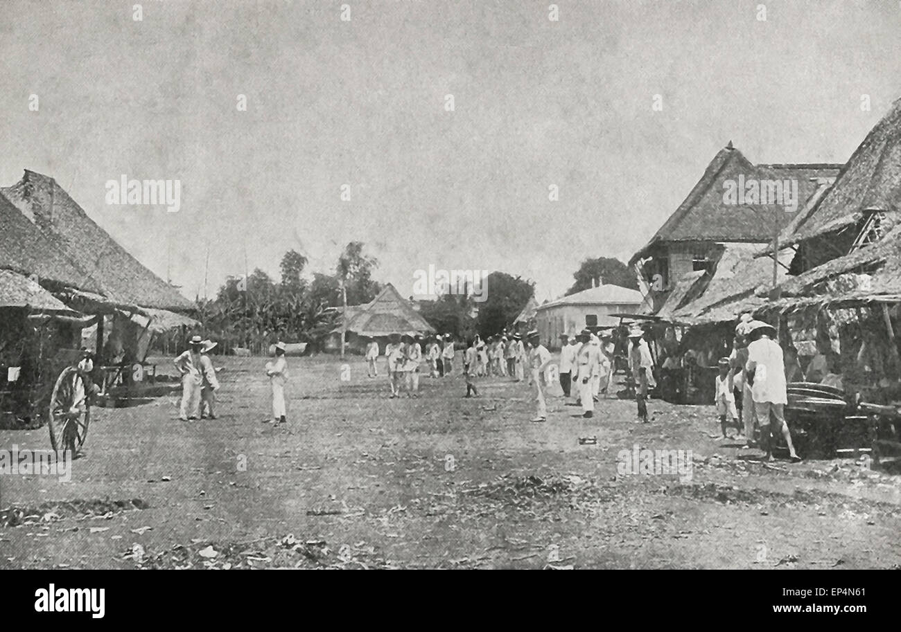 Heimatdorf in den Philippinen zum Zeitpunkt des philippinischen amerikanischen Krieges Stockfoto