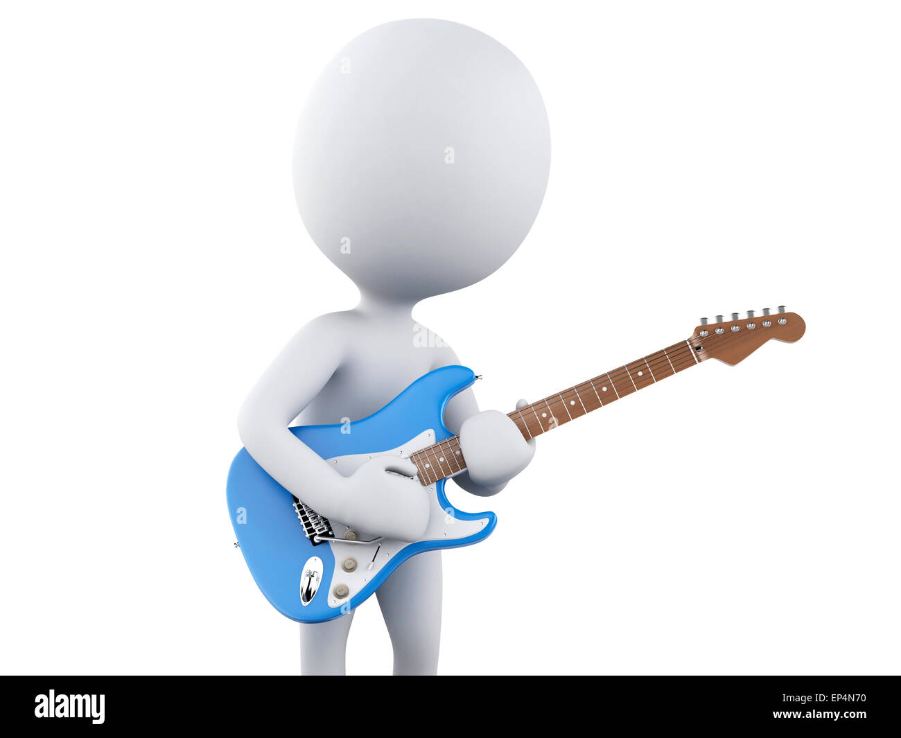 3D-Bild. Weiße Leute e-Gitarre zu spielen. Isolierten weißen Hintergrund Stockfoto