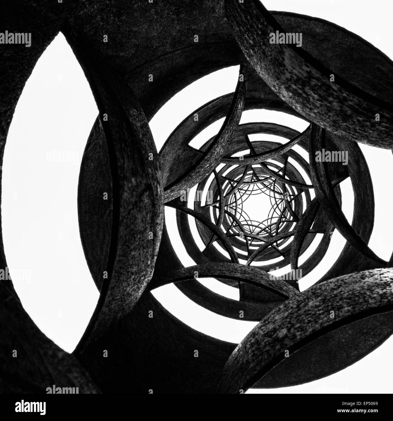 schwarze und weiße kreisförmige Hintergrund Stockfoto