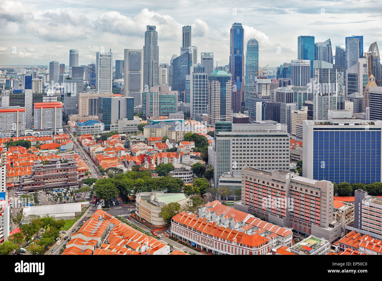 Downtown und Chinatown von Singapur Stockfoto