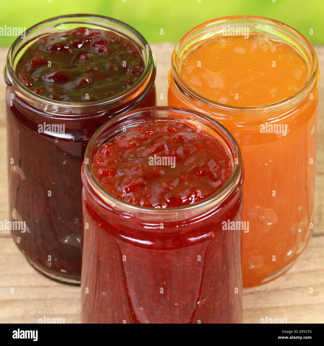 Drei Sorten Marmelade Stockfoto, Bild: 82475904 - Alamy