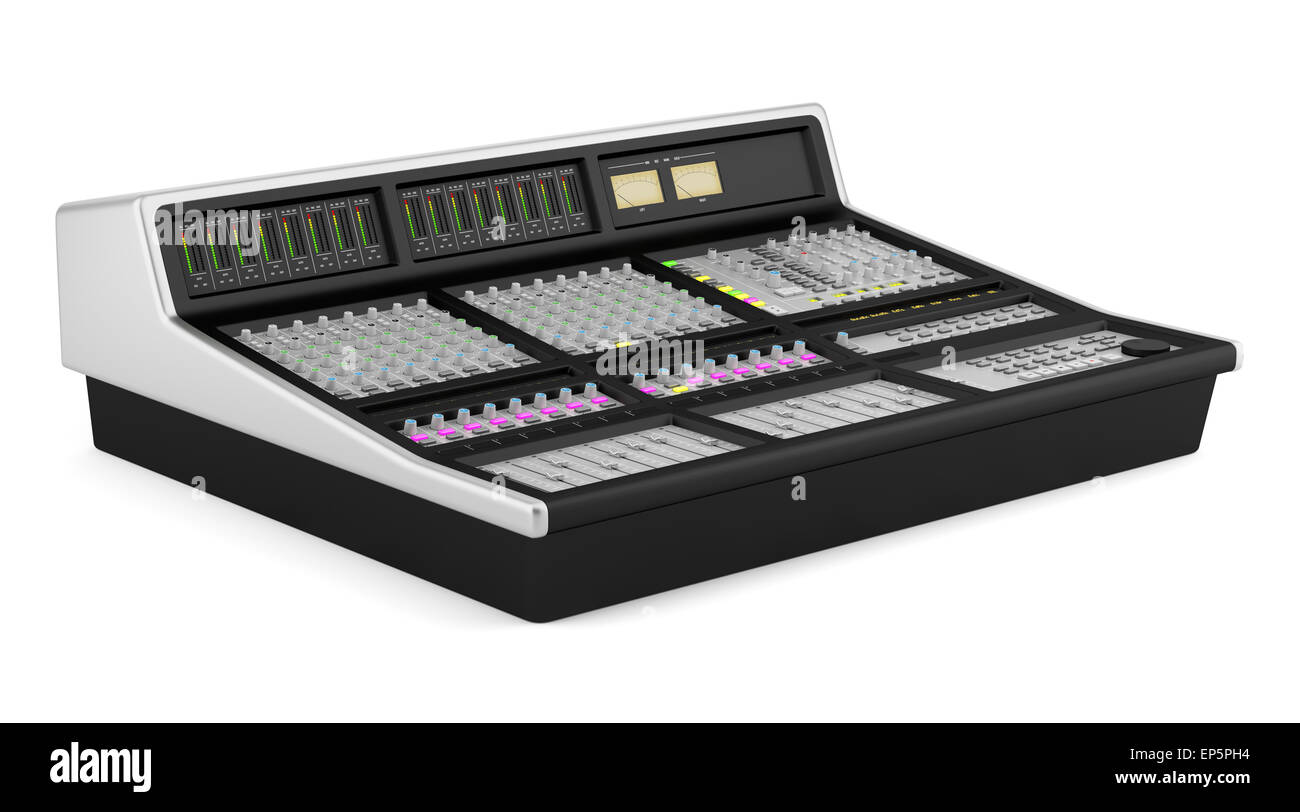 Studio sound-Mixer isoliert auf weißem Hintergrund Stockfoto
