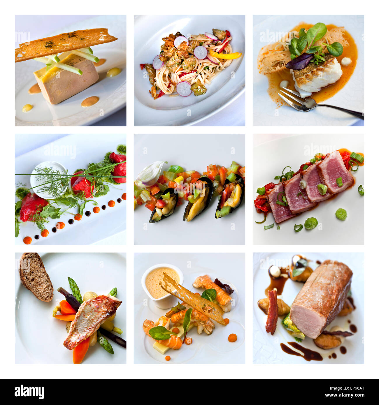 Gastronomie und französische Gerichte auf einer collage Stockfoto