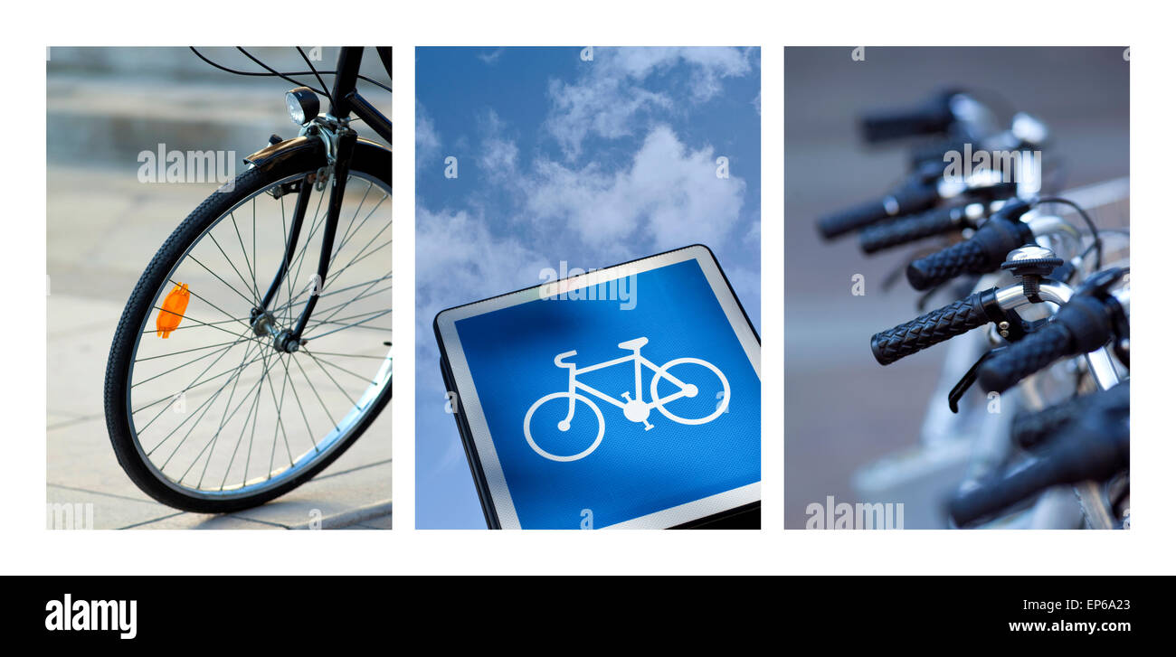 Urban-Bike und Motorrad anmelden eine collage Stockfoto